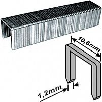Скобы для степлера закалённые  широкие прямоугольные (тип 140), ширина 10.6 мм 4 мм 500 шт.