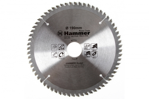 Диск пильный Hammer Flex 205-206 CSB PL 190мм*64*30/20мм по ламинату
