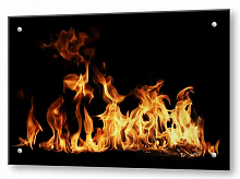 Кухонный экран Пламя  (стекло б/ц закал.) 600х600х4мм, 4отв.