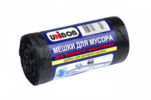 Мешки для мусора UNIBOB 60л, 60х70см, 8,5мкм, ПНД, цвет черный