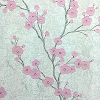 Ипа/Sakura/розовая сакура на сером фоне к 80590-01/вспененный винил на флизелине 1,06х10 м. (Общая)